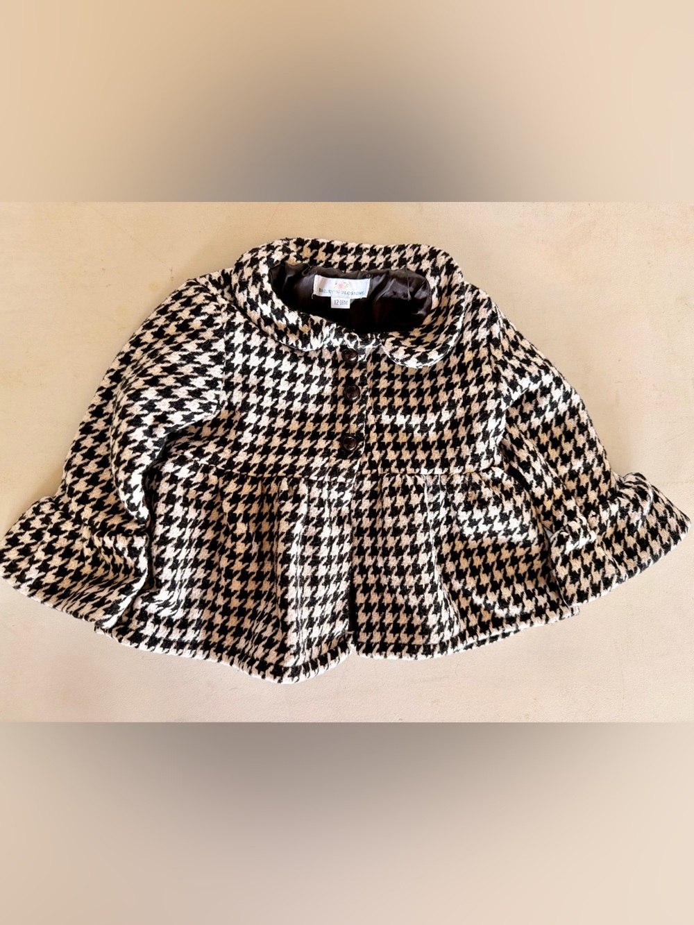Black & White Bailey’s Blossoms Peplum Girls' Coat